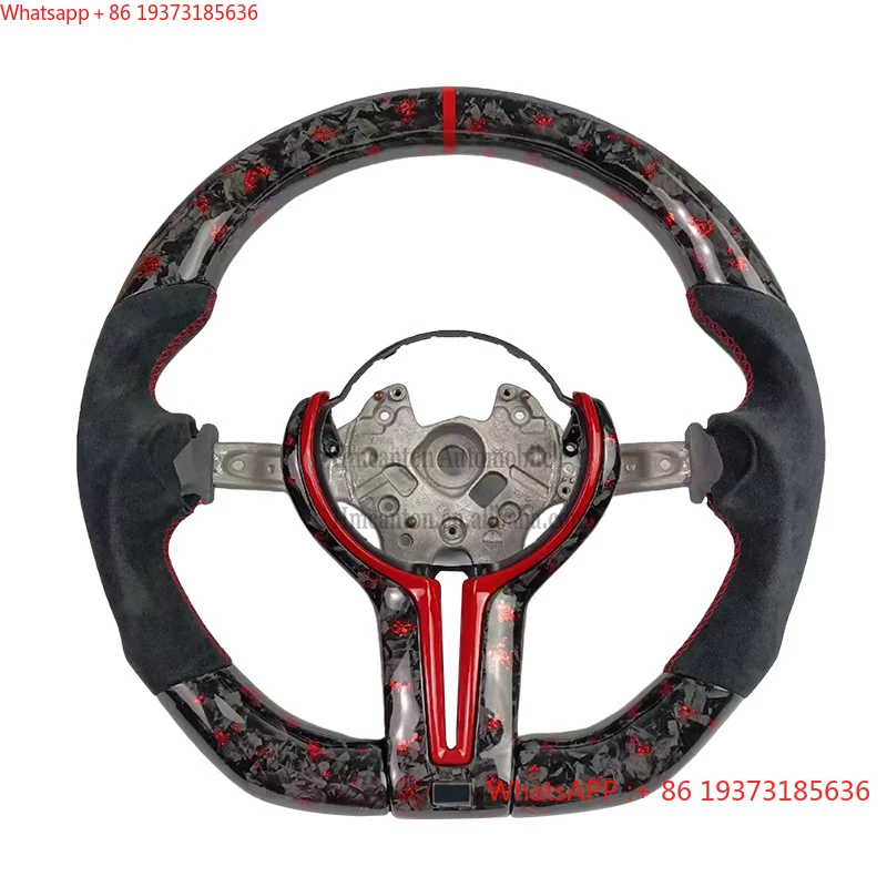For Customized Carbon Fiber Red Stitching Steering Wheel for BMW 5 6 7 Series M5 M6 F10 F30 F80  Car Steering Wheel