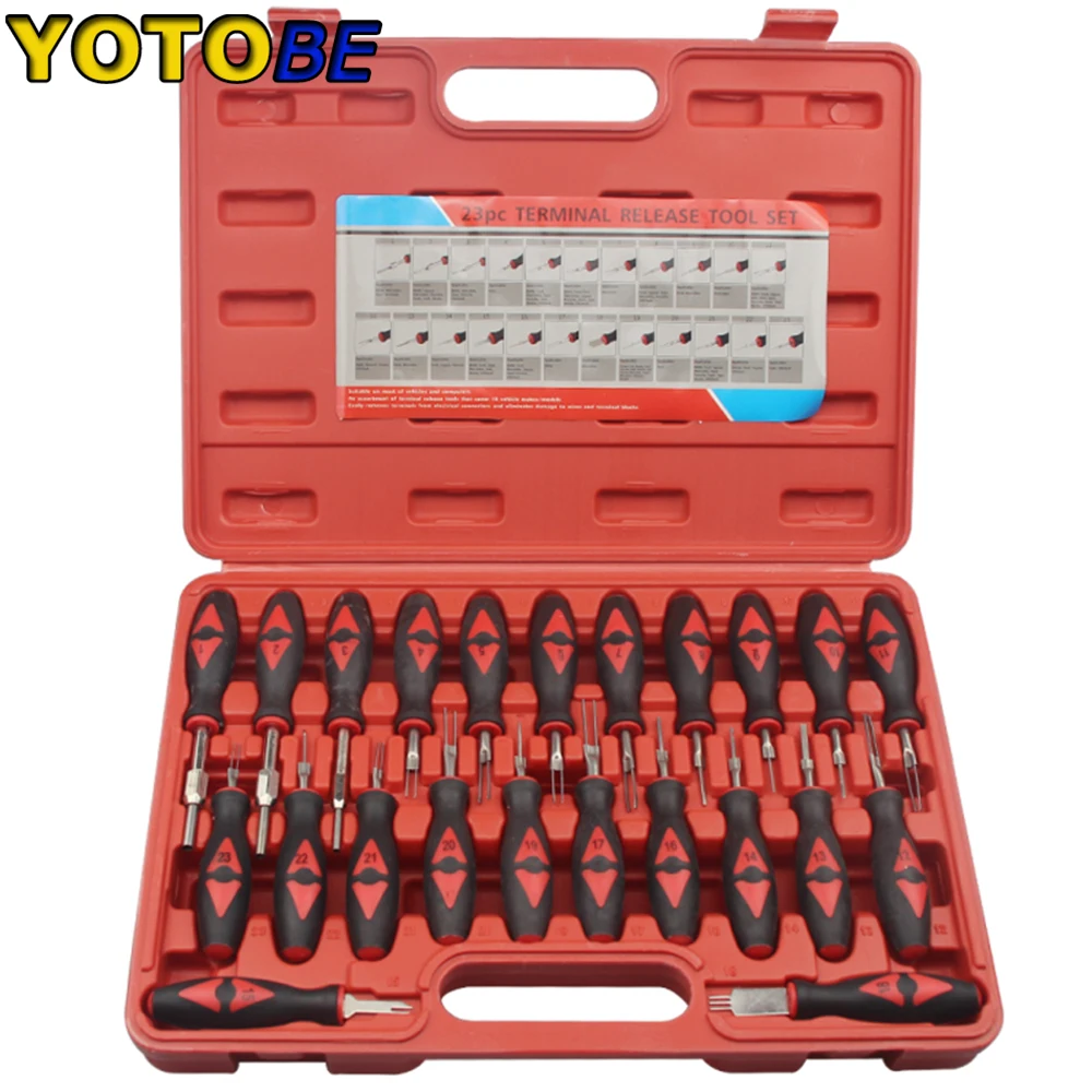 23Pcs/Set Universal Automotive Terminal Release Removal Remover Tool Kit Car Electrical Wiring Crimp Connector Pin Extractor Kit