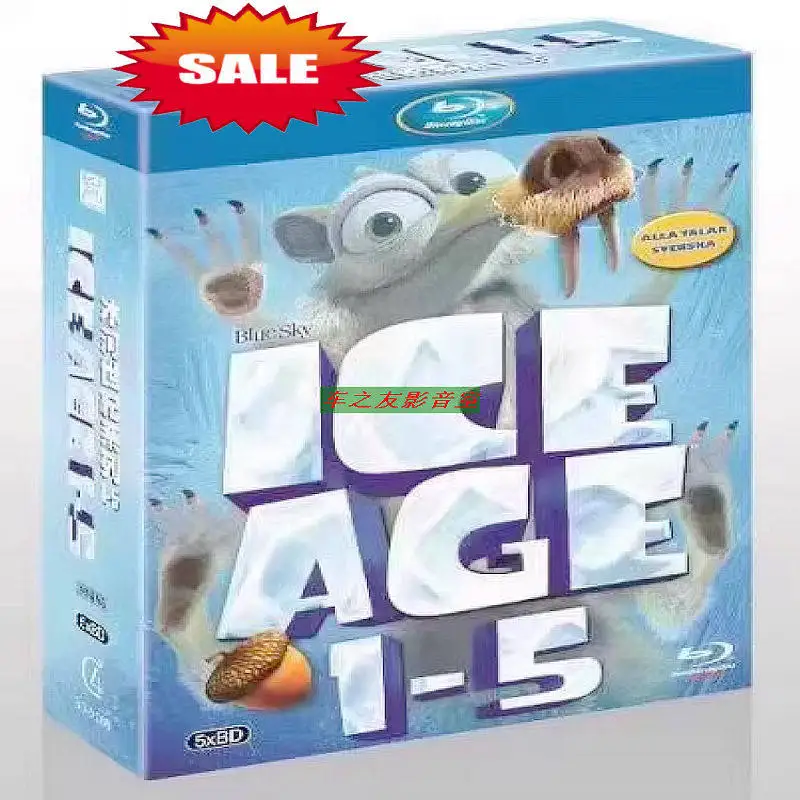 

Blu-ray HD Movies Ice Age 1-5 Box Set Blu-ray Discs with Mandarin Cantonese and English Audio