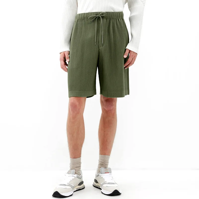ISSEY 2026 nouveauté japon Miyake short plissé drapé haute rue ample jambe droite cordon pantacourt pour hommes