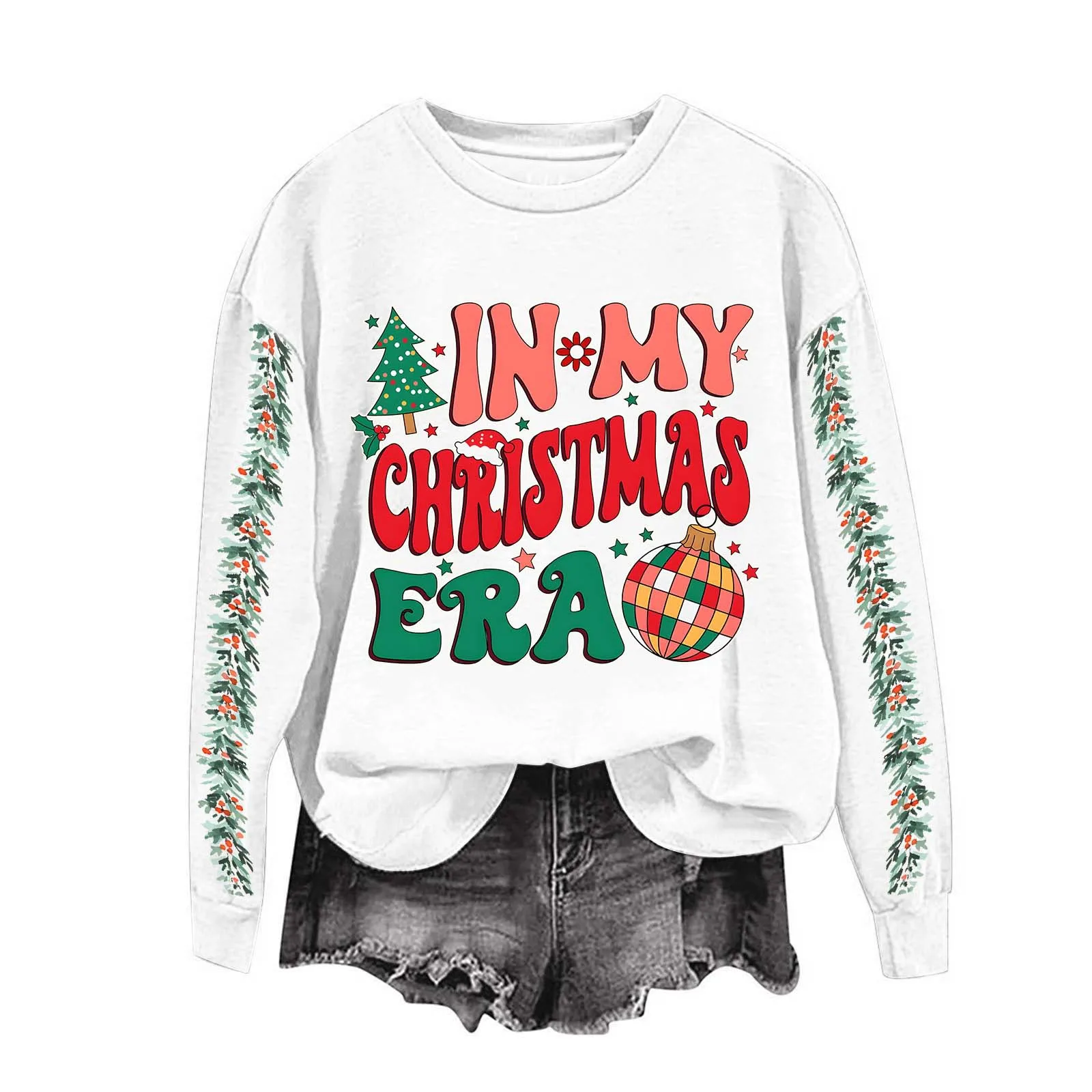 Merry Christmas Print O Neck свитер corteiz 2000s aesthetic Tops Autumn Fashion Women Casual Pullover Hoodie Tops For Womens