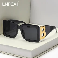 JNPCXI-Gafas De Sol rectangulares para hombre y mujer, lentes De Sol cuadradas De gran tamaño con letras B, estilo Retro, a la moda, novedad