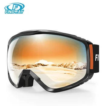 Findway Skibrille für Erwachsene, 100 % UV-Schutz, Skibrille, kompatibler Helm, Antibeschlag, Skateboard-Skibrille, Jugendliche