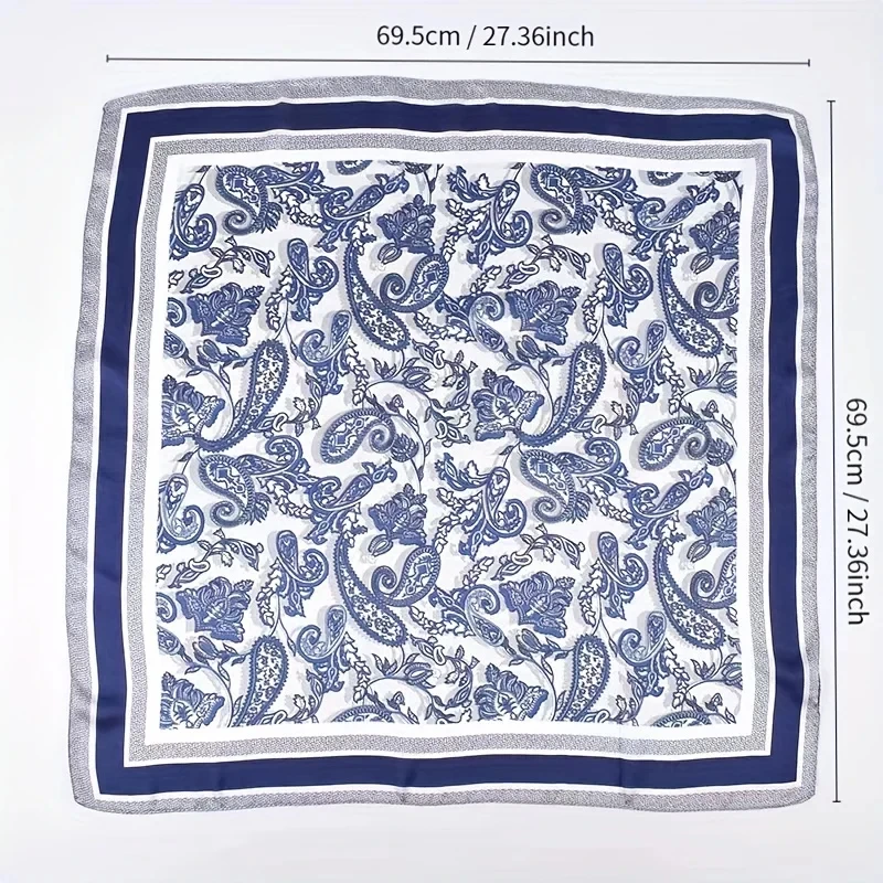 Luxury Brand 2024 Vintage Paisley Square Scarf Stylish Thin Breathable Satin Small Neck Scarf Casual Daily Versatile Headband