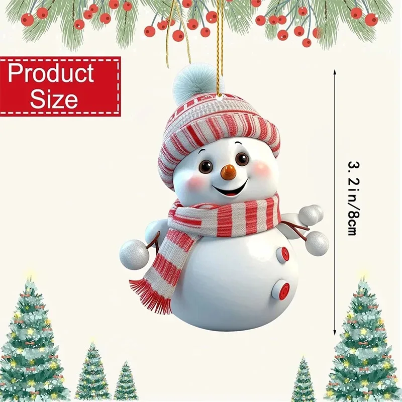 8cm Christmas Snowman Acrylic Snowman Pendant Home Room Decoration Outdoor Christmas Tree Decor New Year Atmosphere Gift Winter