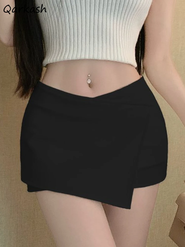 

Solid Skirts Women Mini Sexy High Waist A-line Spring Minimalist Korean Style All-match Slim Fit Design Temper Lady Casual Chic