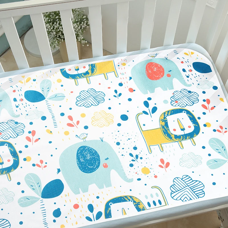 Pure cotton crib mattress baby changing mat bamboo fiber waterproof washable breathable cute printing