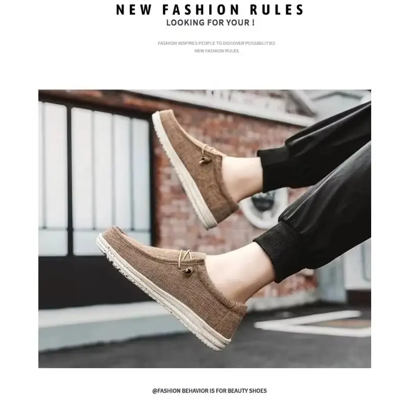 

Fashion Canvas Loafers For Men Comfortable Lightweight Breathable Men's Casual Shoes Flat Slip-on Driving Shoes Man Big Size 47