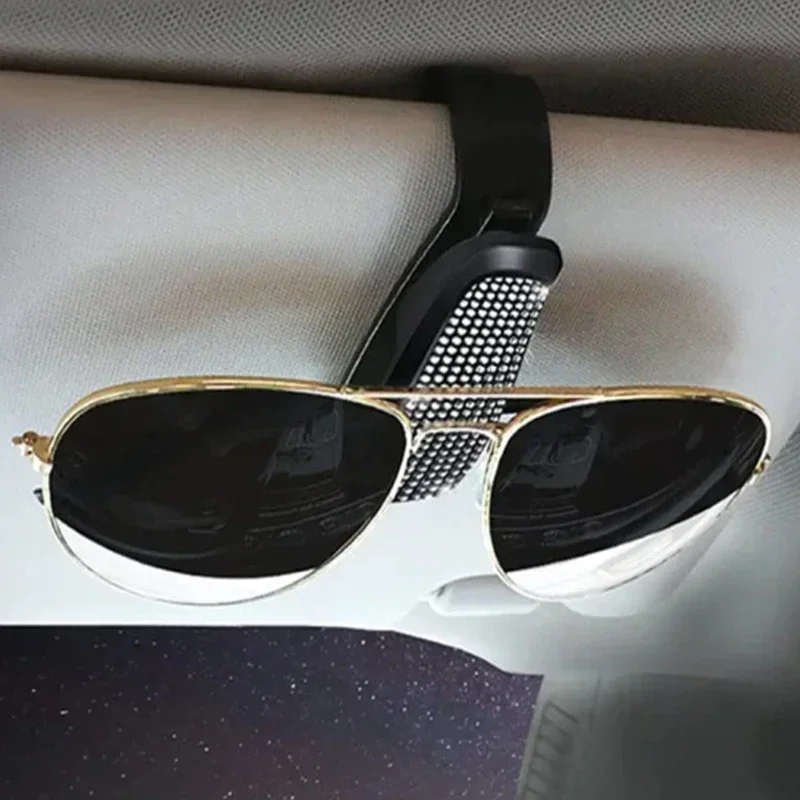 

Colofurl Sun Visor Mount Sunglasses Clip Holder Rhinestone Bracket Portable Sunglasses Car Crystal Clip Decoration Accessories