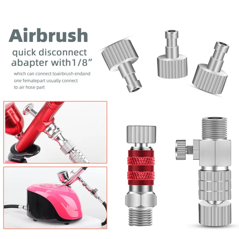 Air Brush Quick Release Coupling Adapter Airbrush Adjustment Control Valve Quick Disconnect Fit 1/8\