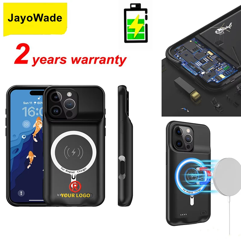 

Тонкий чехол для зарядного устройства емкостью 10000 мАч для IPhone 16 Pro Max 12 13 14 15 Pro Max 16 Plus Power Bank с магнитной беспроводной связью