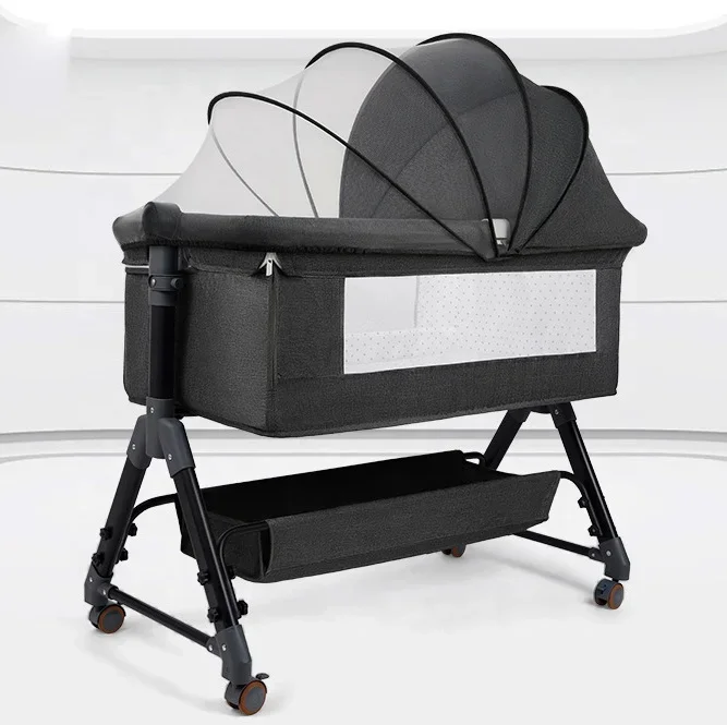 

High quality cheap multifunctional crib baby Bassinet multi-in-1 travel crib with breathable mesh bedside and changing table