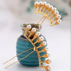 Vintage Hair Fork U Shape Pearls Hairpin Hair Accessories for Women Hanfu Jewelry