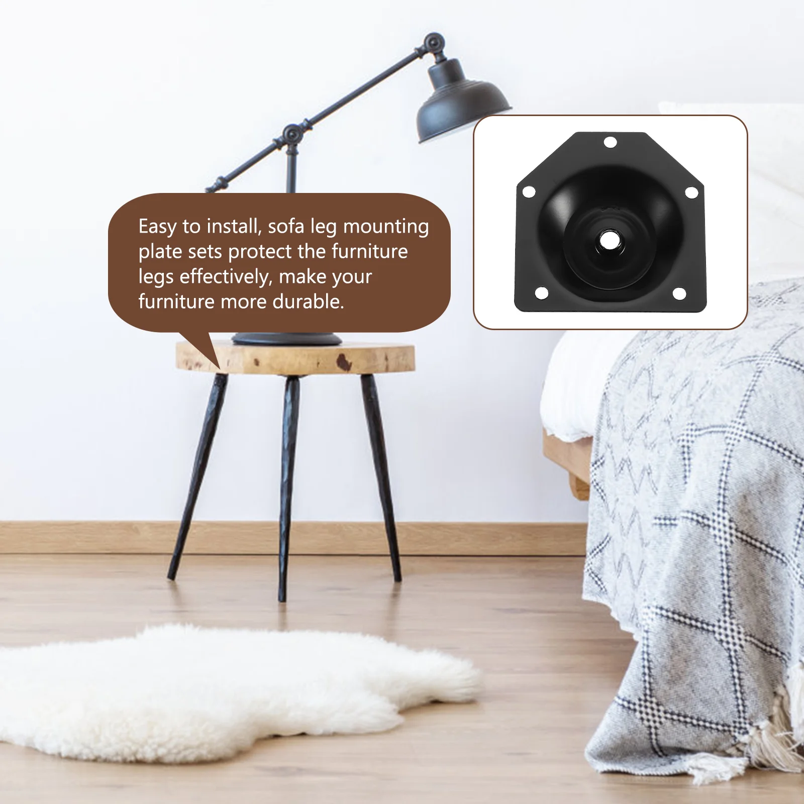 

8Pcs Angled Slope Leg Mounting Plates 12 Degree Slanted Furniture Accessories for Coffee Table Legs Durability