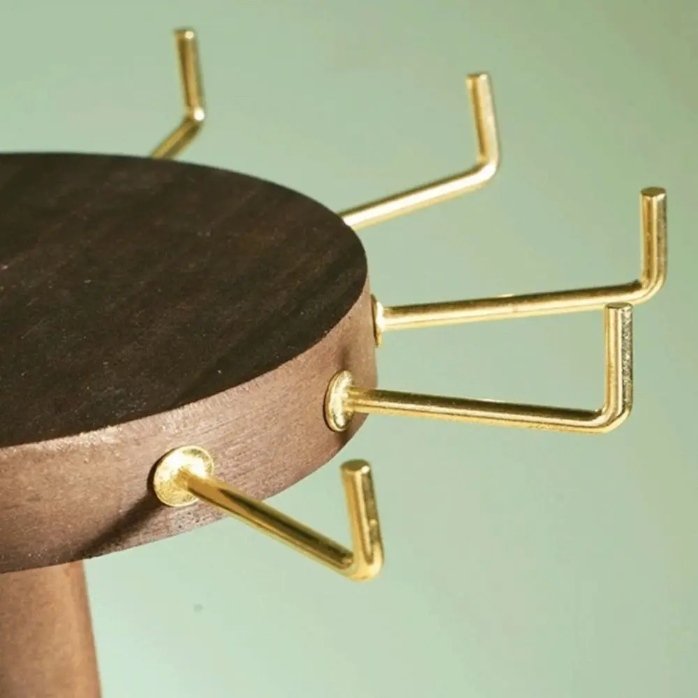 Display Stand Jewelry Organizer Pendant Bracelets With 12 Hooks Necklace Earrings Holder Solid Wood Round Jewelry Storage Rack
