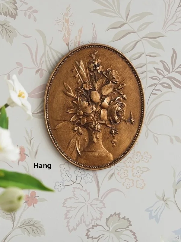 

Ретро-европейский настенный декор из смолы с резными цветами, настенное панно в стиле барокко, имитация старинной настенной живописи