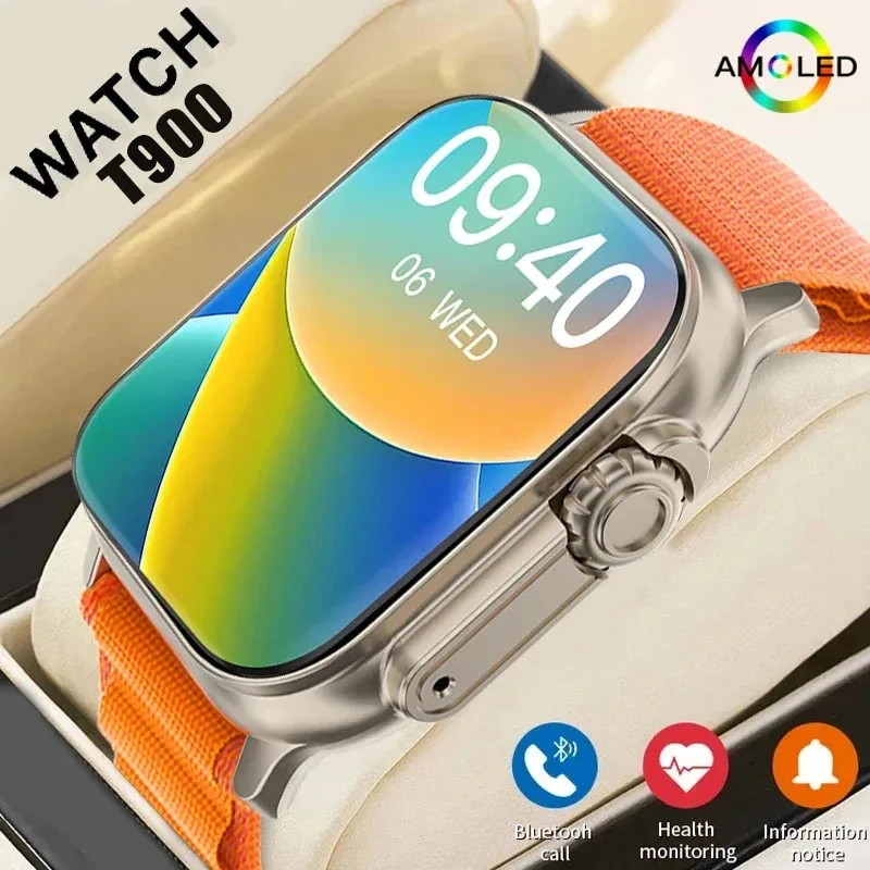HiwatchPro T900Ultra2 Smartwatch Bt Calling Smart Watch Waterproof Heart Rate Monitor Sports Watch for Android IOS Men Women