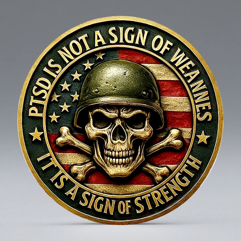 PTSD Is Not A Sign of Weannes Collection Coin Combat Veteran Gold Plated Printing Challenge Coin