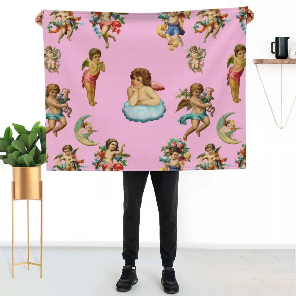 angel cherub antique Throw Blanket warm winter funny gift Cute Plaid Comforter Soft Beds Heavy Blankets