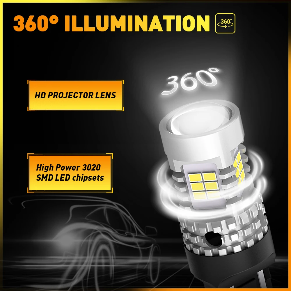 2Pcs T20 LED 7443 7440 W21/5W W21W LED Bulb Light Canbus For Lada Kalina Granta Vesta Skoda White Red DRL Signal Brake Lamp 12V