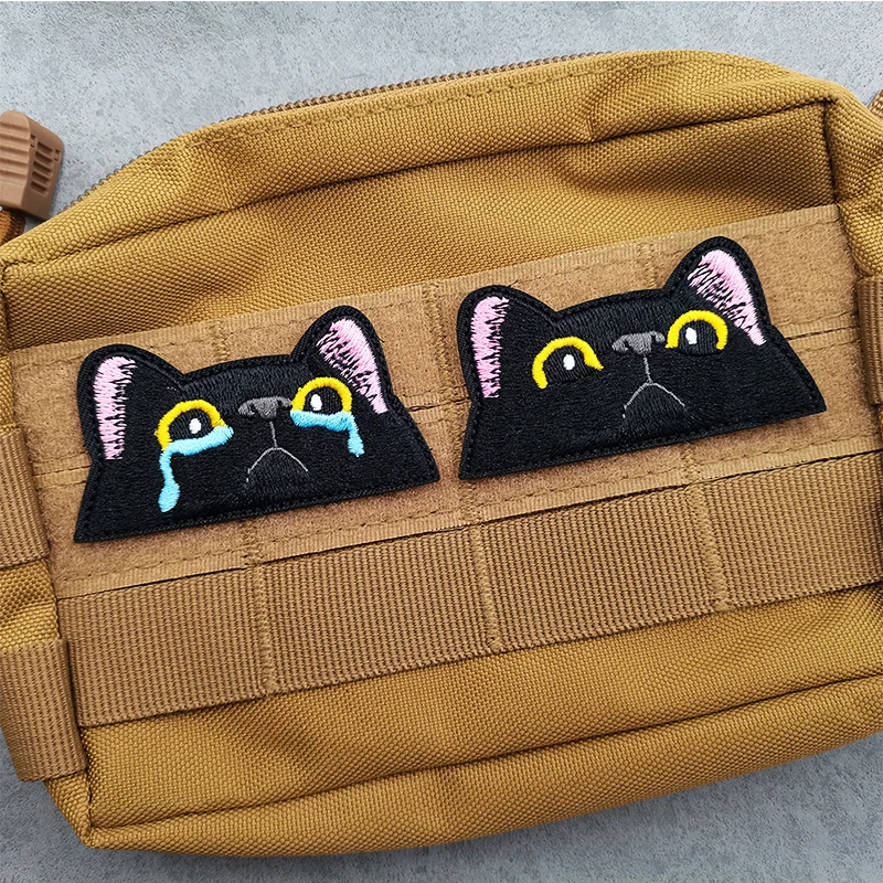 Cartoon Cat embroidery patch mouse luminous PVC Hook Loop armband outdoor DIY backpack Tactical Patches Backing