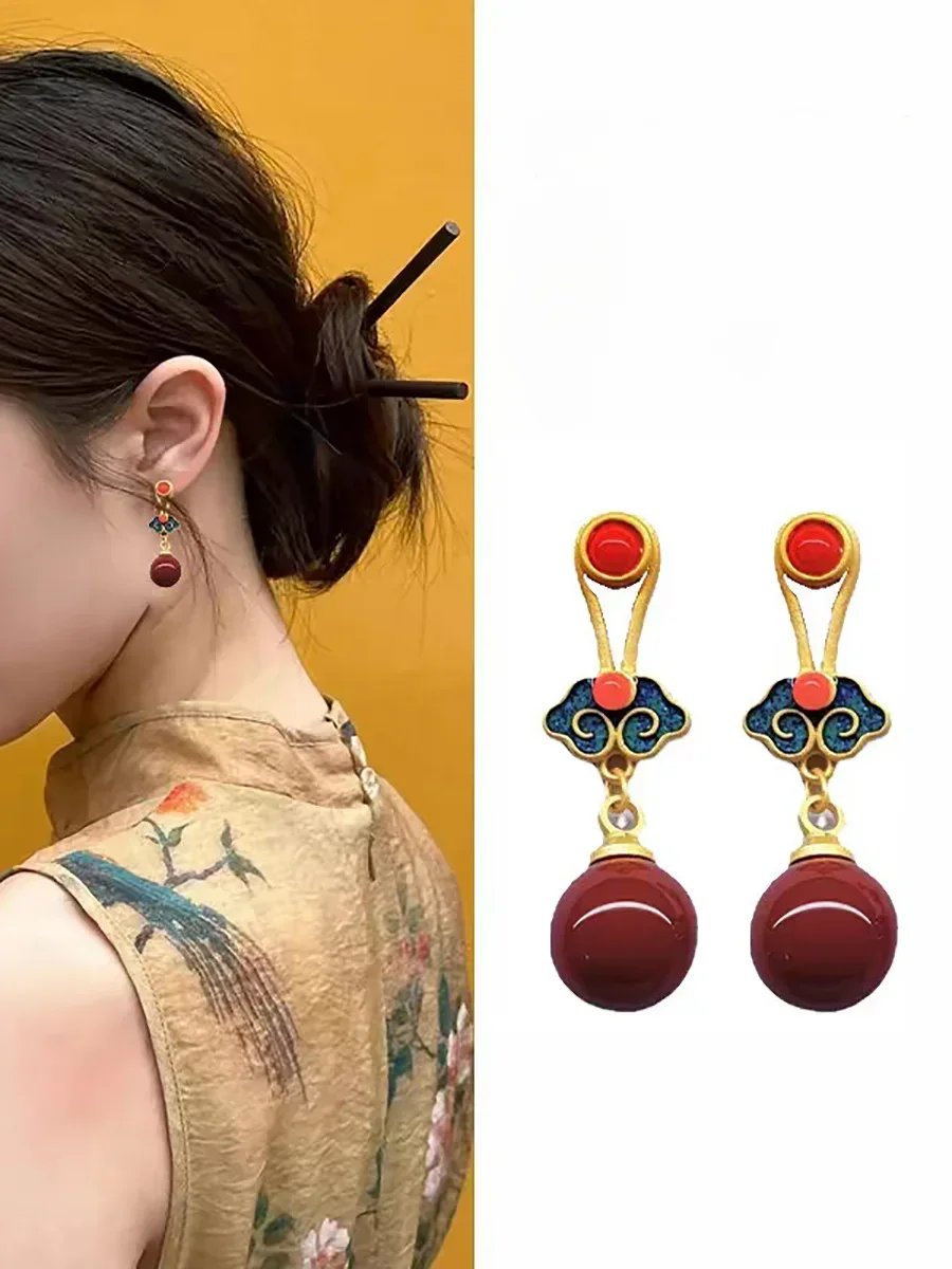 2024 New Chinese Style Temperament Bamboo Stud Earrings Design Bamboo Knot Fringed Earrings for Women