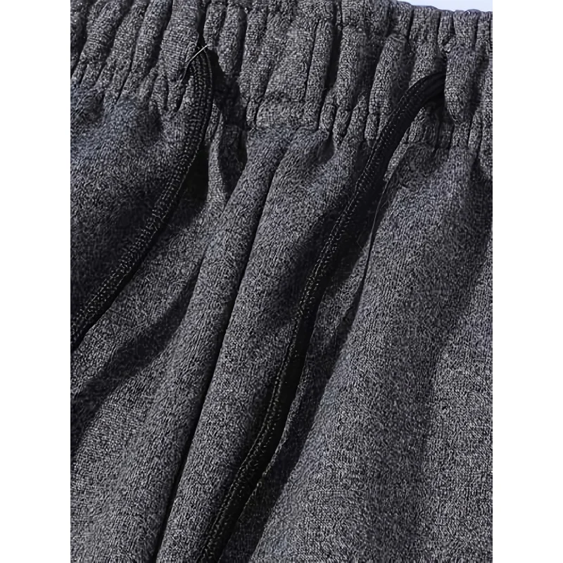 Men's Thickened Fleece Pants - Heavy-Duty Thermal Winter Pants with Elastic Cuff & Drawstring Waist