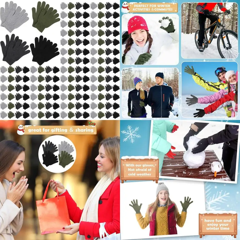 

200 упаковок зимних вязаных перчаток унисекс — эластичное тепло для мужчин и женщин