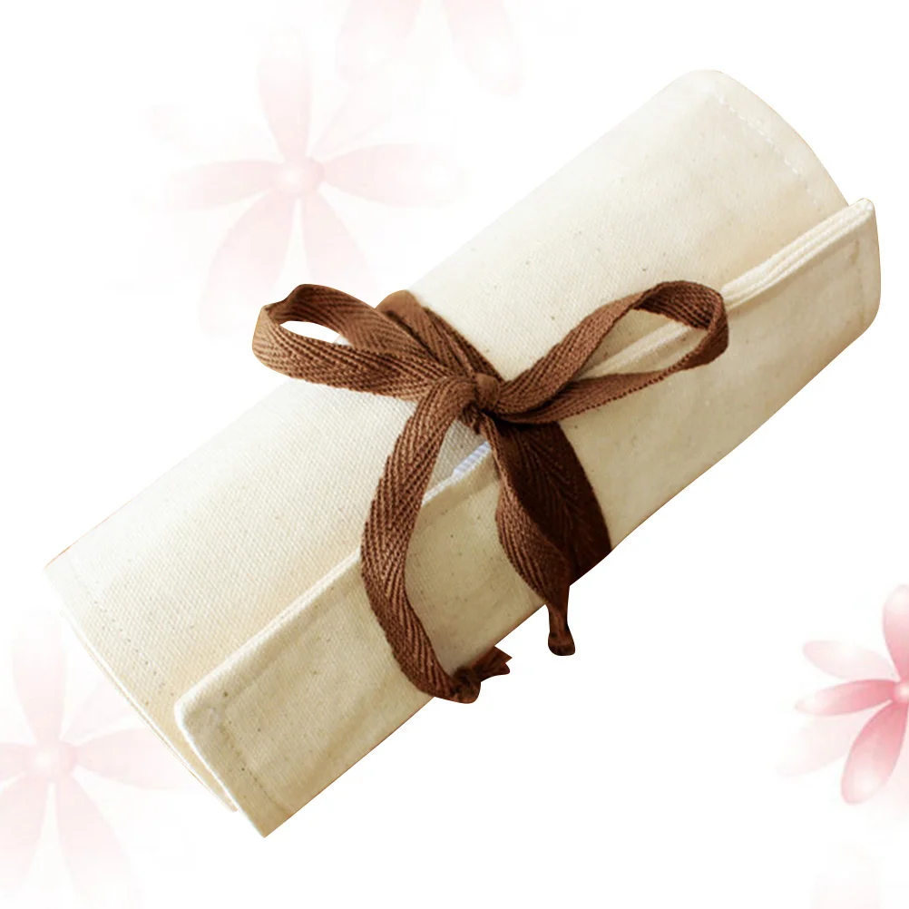 

36-Slot Pure Cotton Canvas Pen Bag Simple Style Pencil Pouch School Stationery Organizer for Students Lightweight