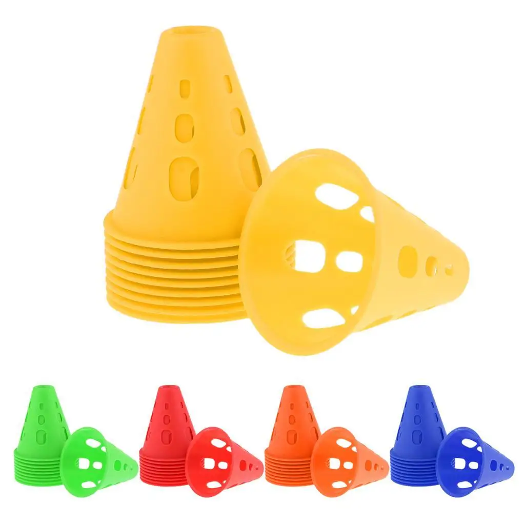 2/3 10pcs Plastic Windproof Roadblock Sport Training Traffic Road Cones Yellow