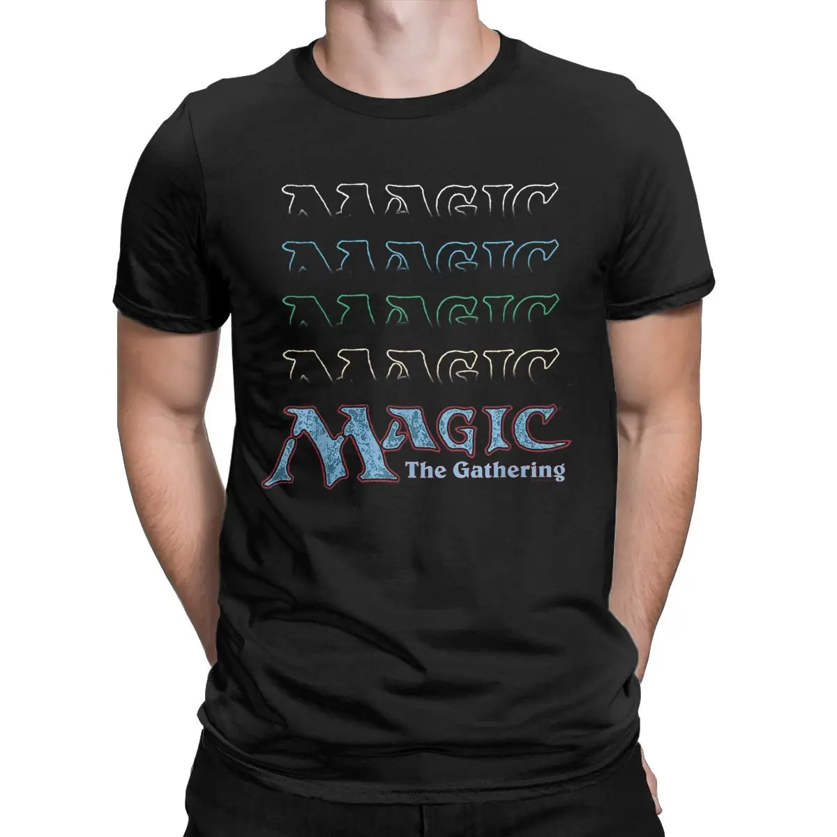 Funny Magic Games Gathering MTG T-Shirts Men Round Collar Cotton T Shirts Repeat of Retro Logo Short Sleeve Tees Party Clothes