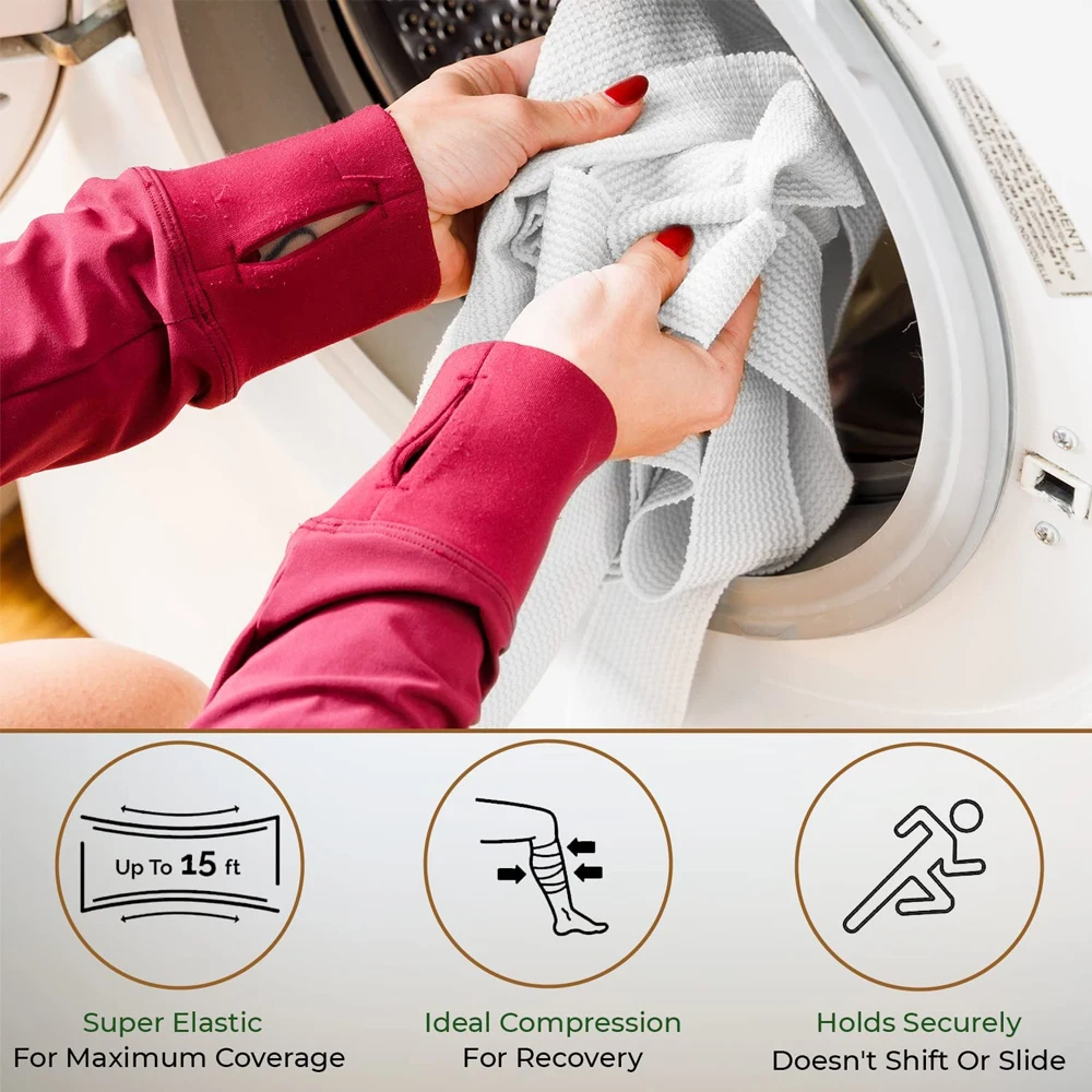 ضمادة ضغط مرنة ممتازة مع خطافات لذراع معصم الكاحل - شريط دعم رياضي رياضي للإسعافات الأولية 1 لفة