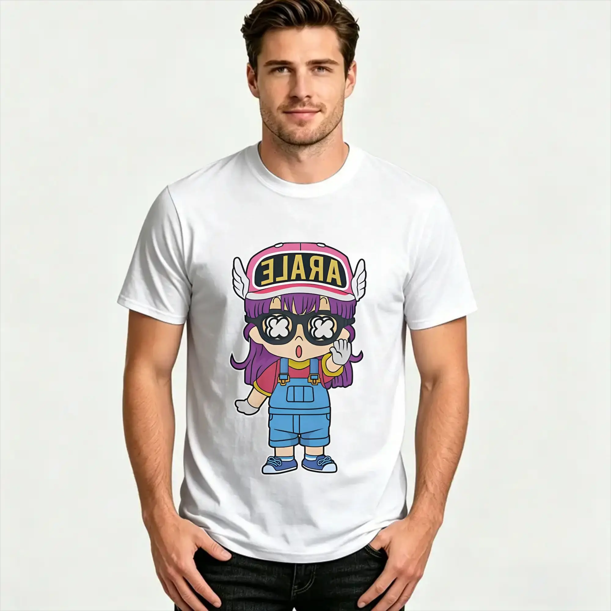 Adorable Kawaii Arale Funny Fitted T-Shirt Men Women Dr. Slump Cotton Tee Shirt O Neck Short Sleeve T Shirts Big Size Clothes