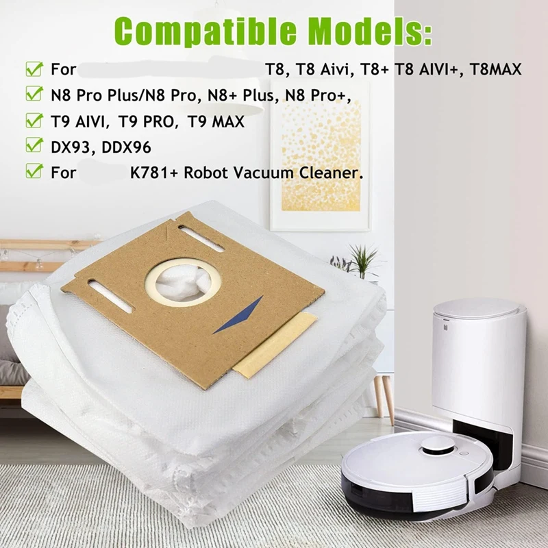 Retail Disposable Dust Bag For ECOVACS Deebot T8 AIVI / T8 Max/ N8 Pro Plus / N8 Pro / DX93 Robot Vacuum And Mop Cleaner