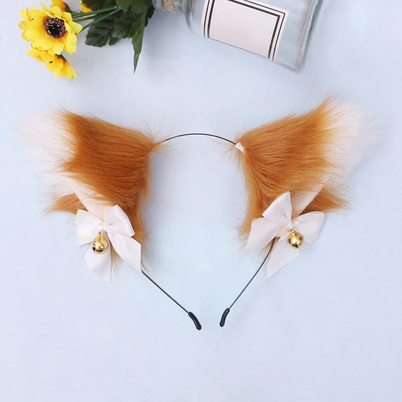 Niedliche Plüsch Fuchs Ohr Stirnband mit Bowknot Katzen ohr Haar bänder Lolita Haar reifen Halloween