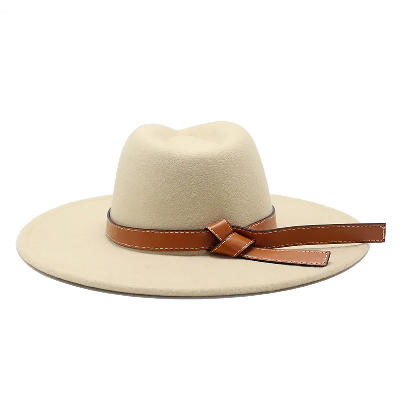 AliExpress mode européenne et américaine hommes et femmes automne et hiver nouveau Beige grande taille laine chapeau Jazz chapeau