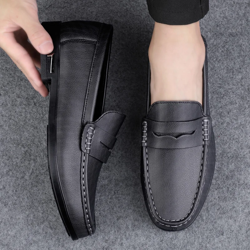 Leather Men shoes Footwear Slip on Office Man Formal Shoes outdoor Men Dress Shoes Breathable Driving Lazy Loafers Moccasins