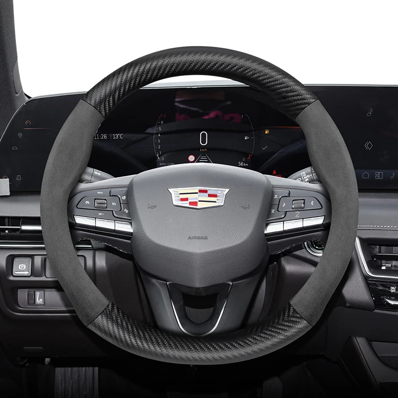 

Замшевый чехол на руль из углеродного волокна Cadillac, подходит для ESCALADE ESV CT4 CT5 CT6 XT4 XT5 XT6 LYRIQ ATS CTS SRX XLR