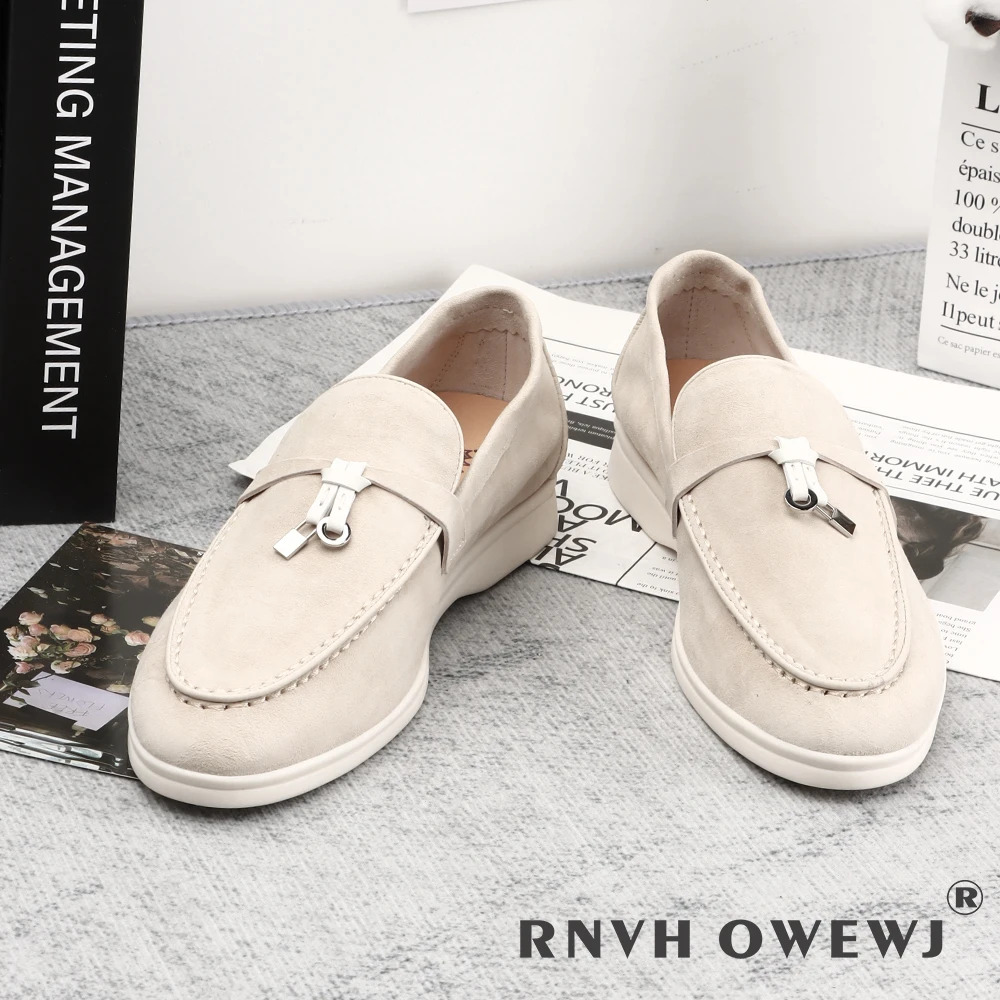 Suède Vrouwen Loafers Schoenen 2023 Lente Herfst Luxe Casual Vrouwen Schoenen Rubberen Zool Vrouwen Platte Loafers Comfortabele Schoenen