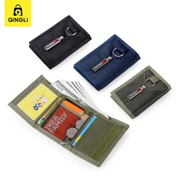 New Retro Canvas Wallet for Men Outdoor Sports Wallets Women's Bank Credit Card Bag with Key ring HOOk&LOOP Zipper Coin Purse
