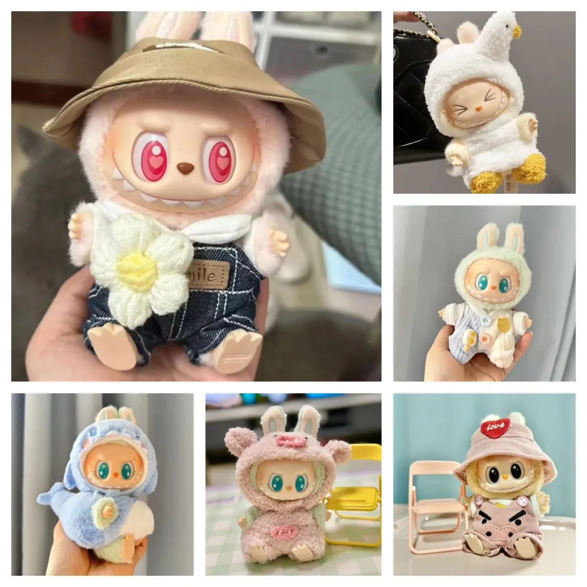 Mini Plush Doll'S Clothes Outfit Accessories For Korea Kpop Exo Labubu V1 V2 Idol Dolls Goose Dinosaur Macaron Clothing Gift