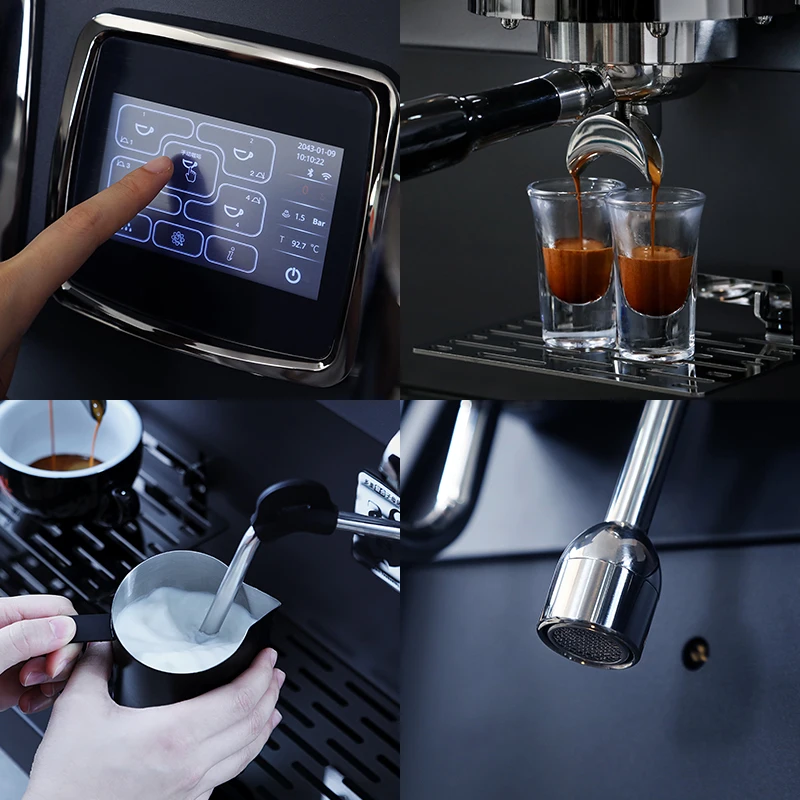 Gemilai G3207A Commercieel Smart Espresso Koffiezetapparaat Industrieel 58mm 2 Groepen Koffie Cafetiere Roestvrij Stalen Behuizing