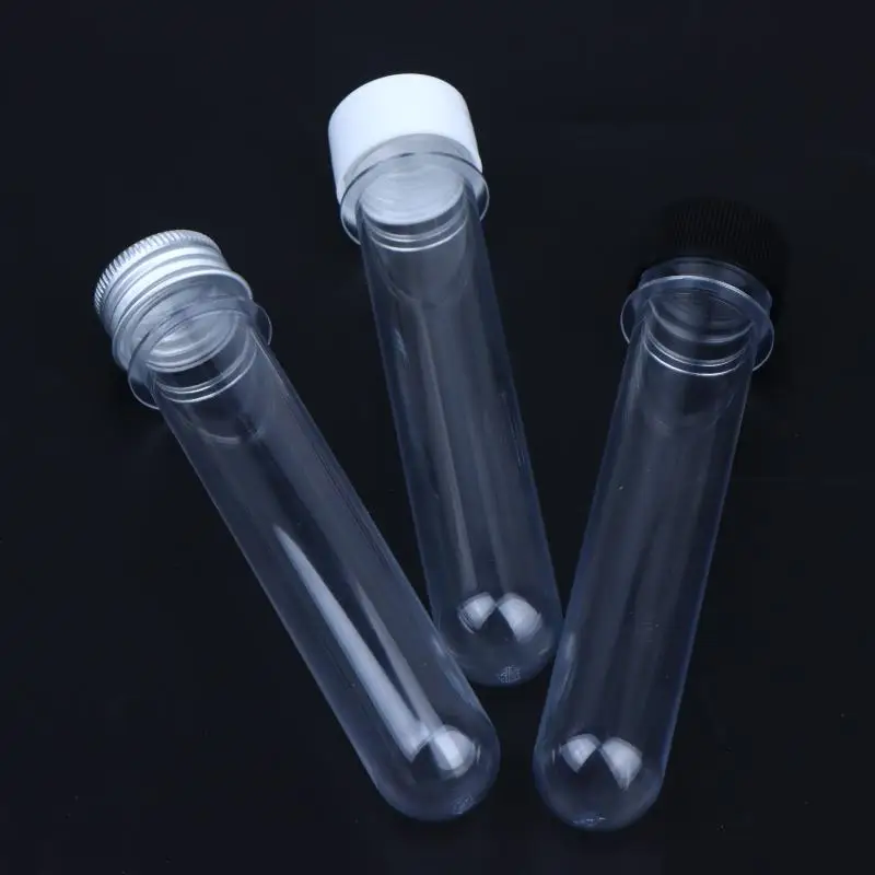 Transparent Cylindrical Plastic Refillable Bottle 40ml PET Test Tube Bottle For Mask Candy Data Line Masking Paper