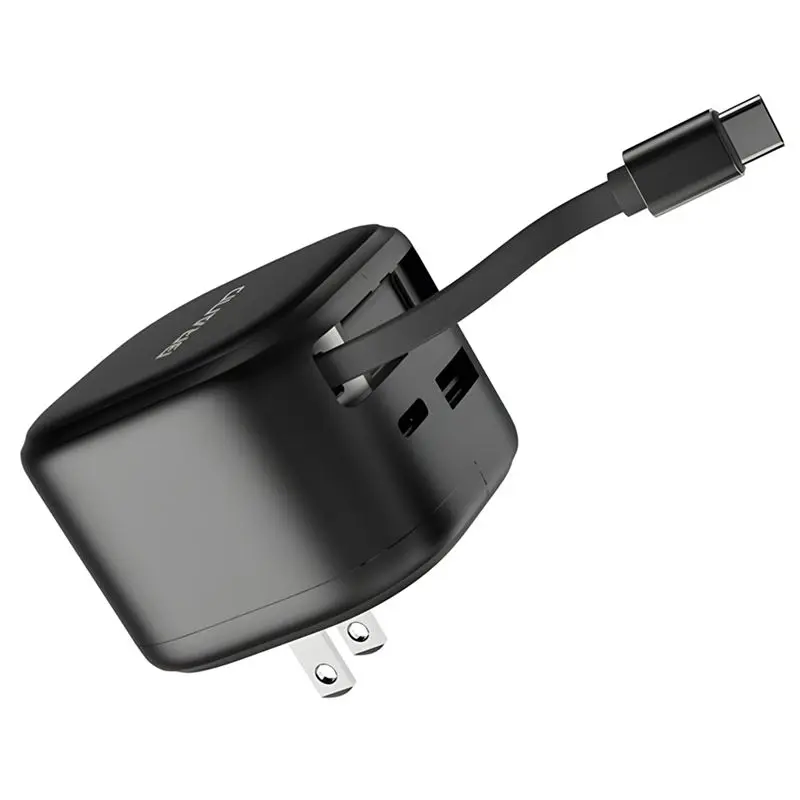 ABGI USB Type-C Retractable Line 35W Fast Charge PD Travel Adapter for Phone US Plug