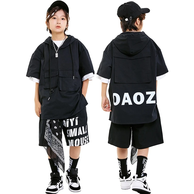 Cool Street Dance Suit Hip Hop Performance Jazz Dance Costume Ragazzi Ragazze Allentato Manica corta Abiti di scena Vestito per bambini DN20417