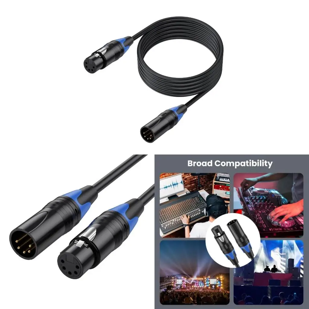  50cm/1.8m/300cm/5m/10m 5Pin Connector XLR Cord Male to Female Connector Wire Line DMX512 Cable for Microphone Mixers