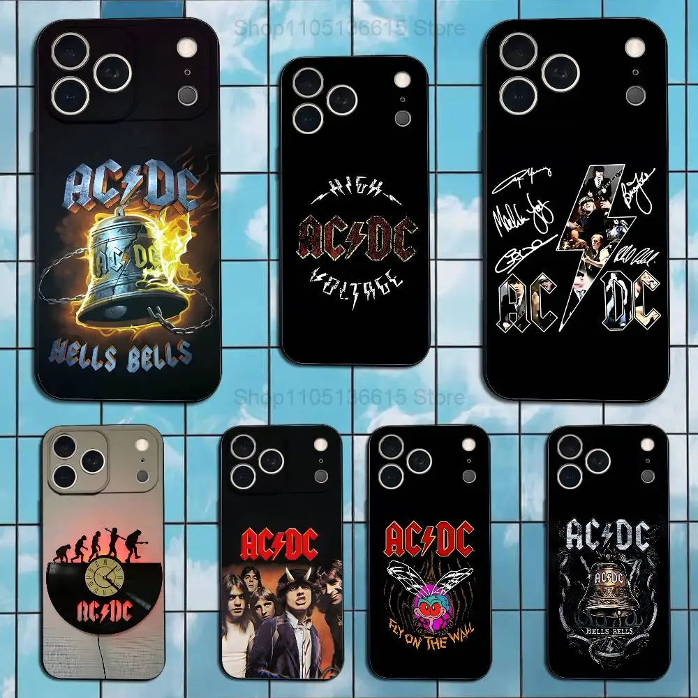 

Band A-AC D-DC Rock Phone For iPhone 13,12,15,14,11,16,17,Plus,Pro Max,XS,X,XR,SE,Mini,8,7,Soft Silicone Black