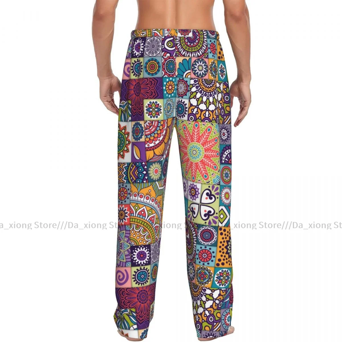 Men's Casual Pajama Sleeping Pants Ethnic Mandala Tile Lounge Loose Trousers Comfortable Nightwear