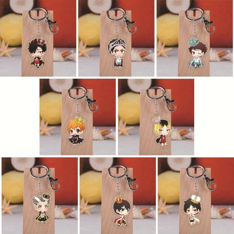 

Haikyuu!! Shoyo Hinata Tobio Kageyama Kei Tsukishima Cosplay Acrylic Keychain Pendant Cartoon Anime Keyring Widget Delicacy