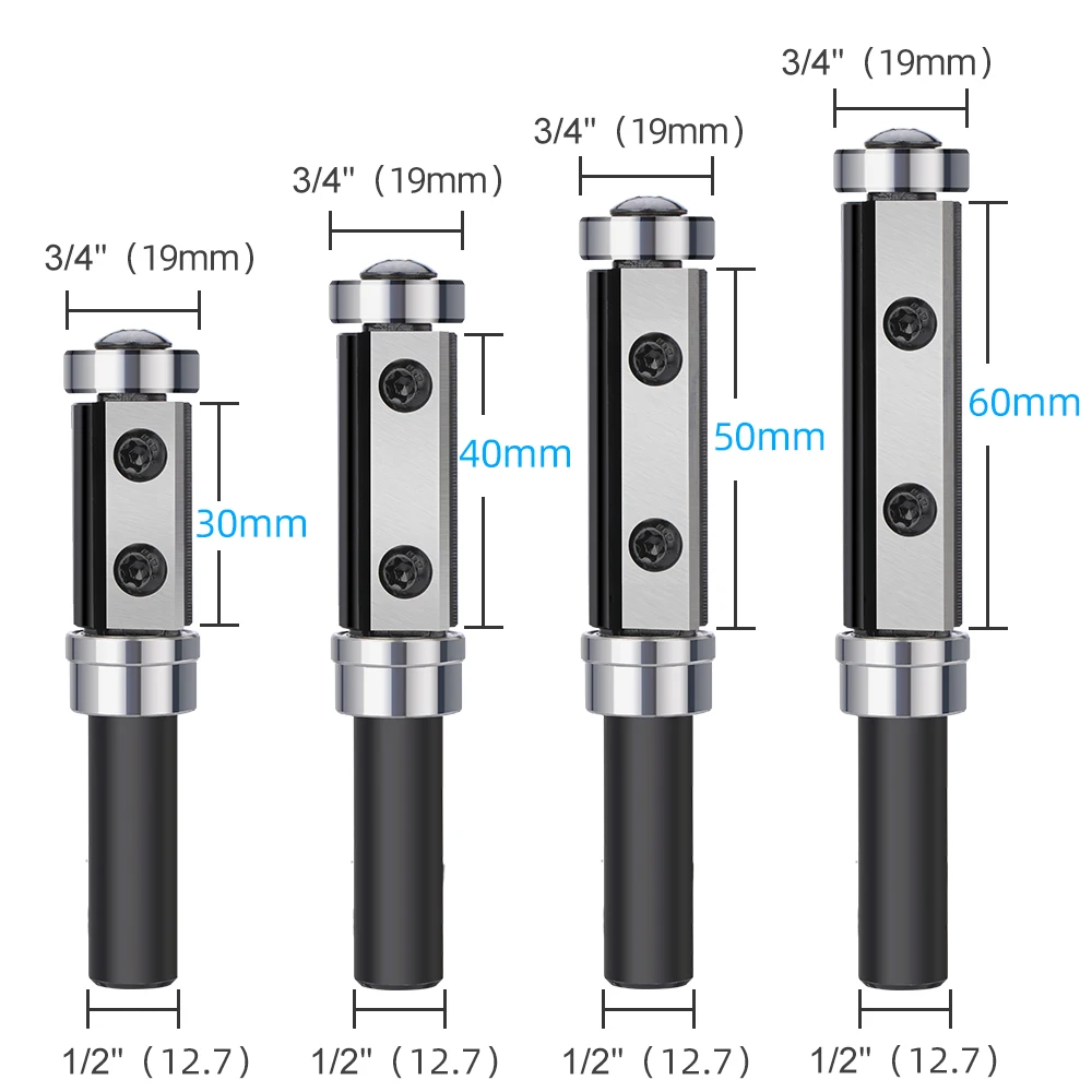 XCAN 1pc 12.7mm Gambo A Filo Trim Router Bit con Cuscinetto Inferiore Superiore Inserto In Metallo Duro Legno Router Bit A Filo Trim Bit